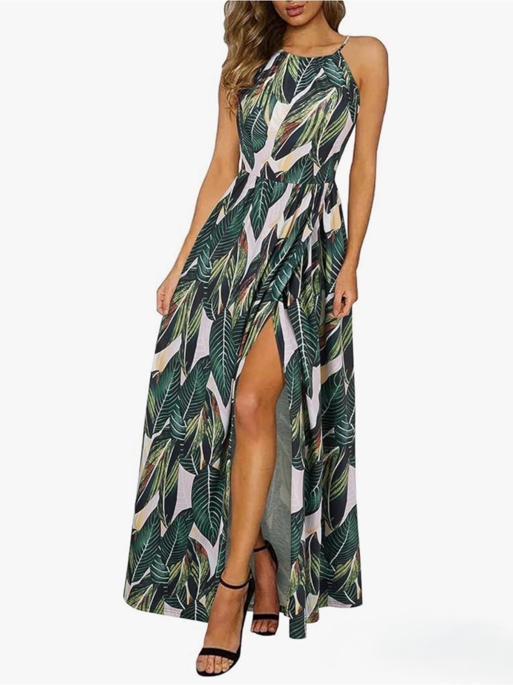Tropical Beach Maxi Dress Pockets Medium Resort Vacation Boho Halter Beach